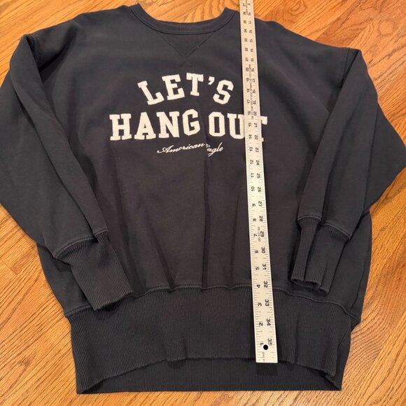 AMERICAN EAGLE AE LETS HANGOUT CREWNECK SWEATSHIRT BLUE XS WOMENS - Picture 3 of 7